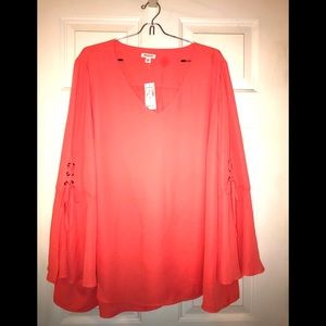Westport orange Flare Split Blouse NWT 3X